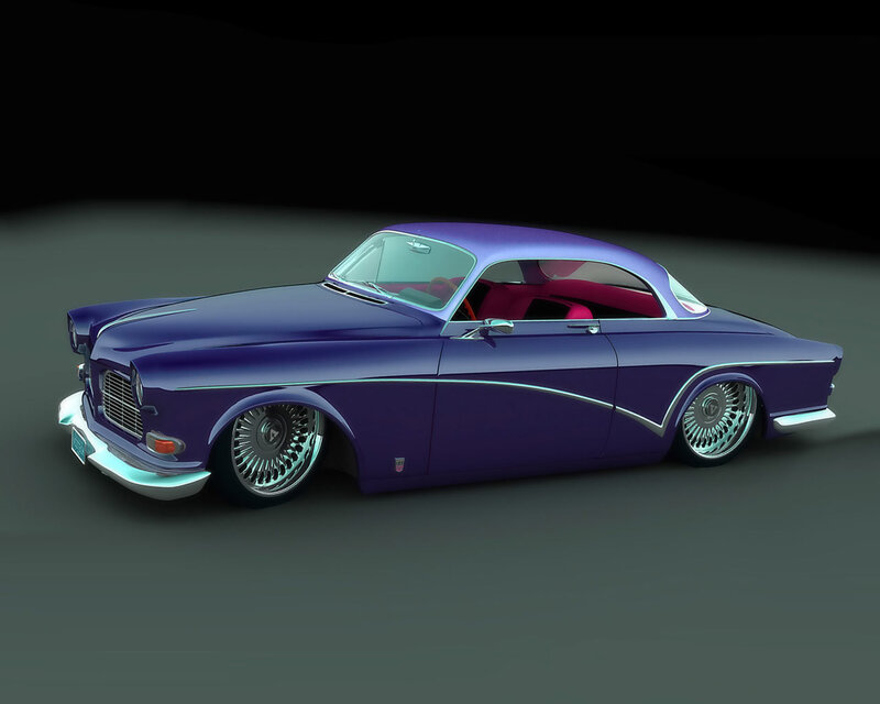 purple classic car render