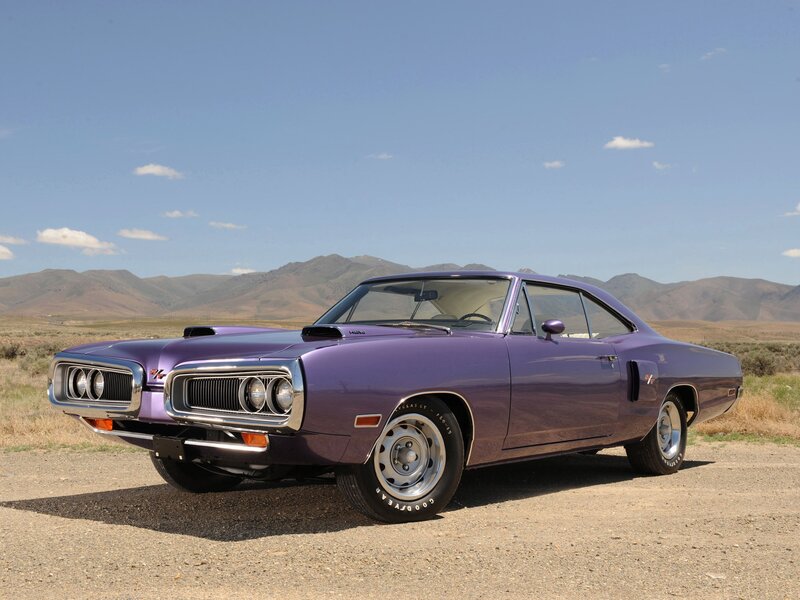 Purple classic muscle car