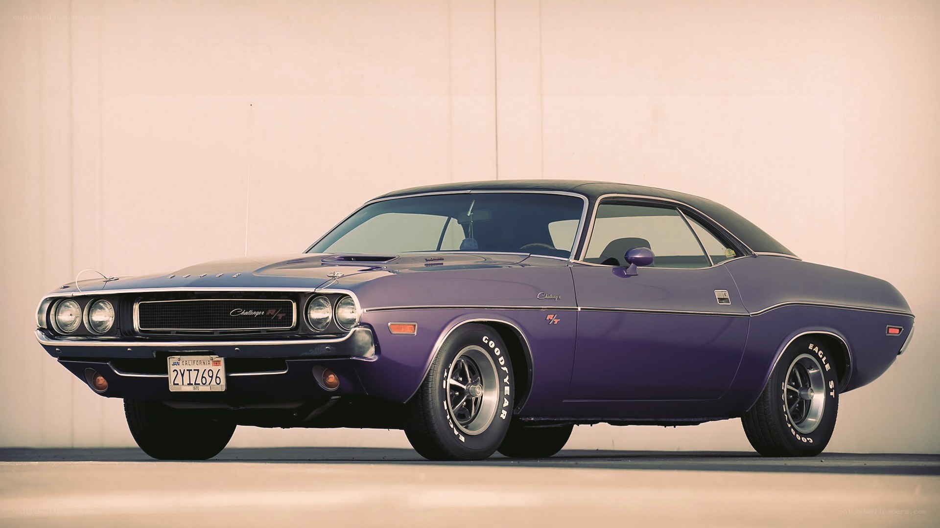 Purple classic muscle car