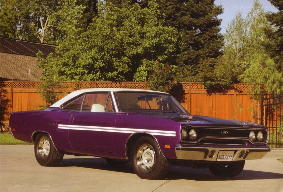 Purple classic muscle car