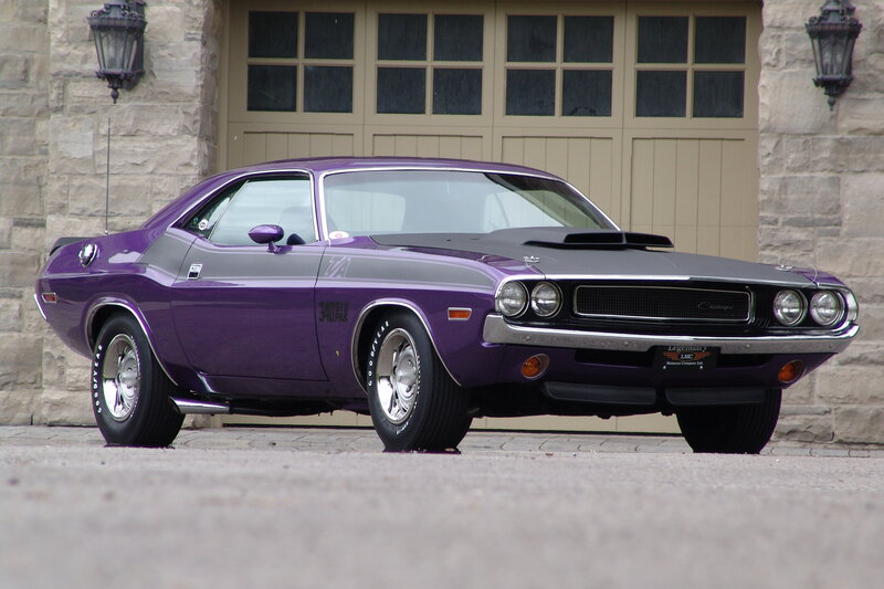 Purple classic muscle car