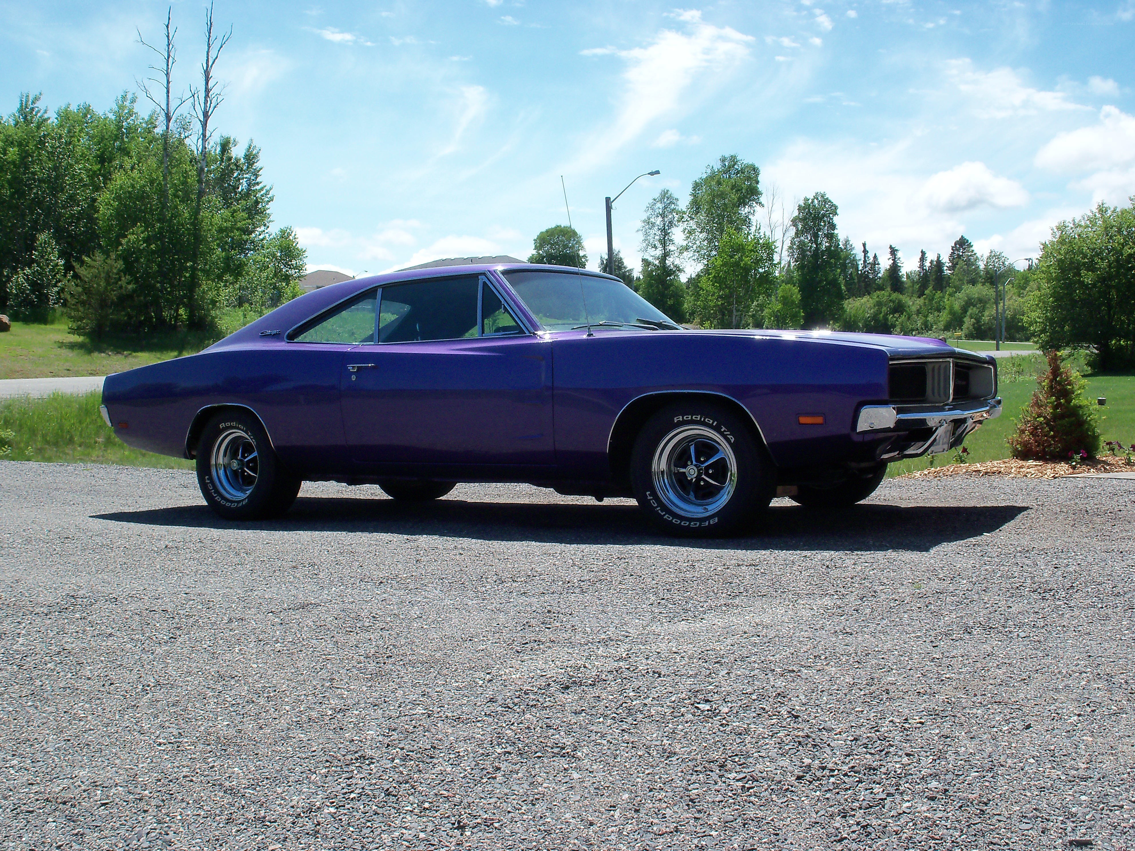 Purple classic muscle car