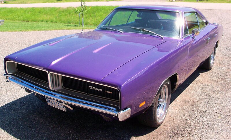 Purple classic muscle car