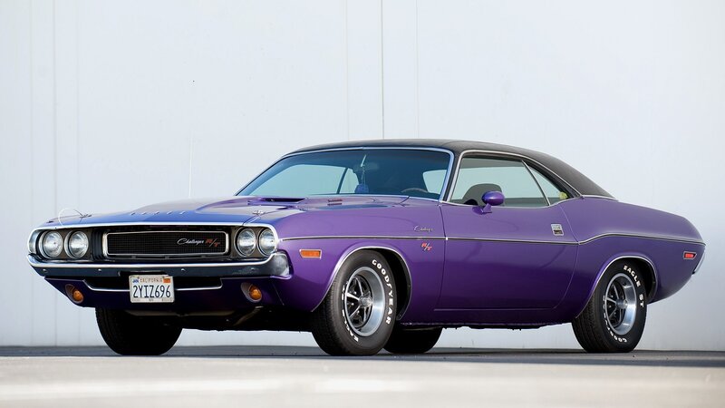 Purple classic muscle car