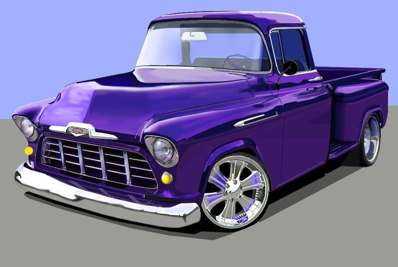 Purple Classic Pickup Truck — Vibrant
