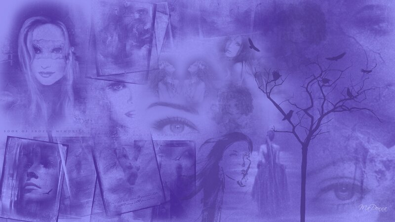 purple collage of faces and eyes