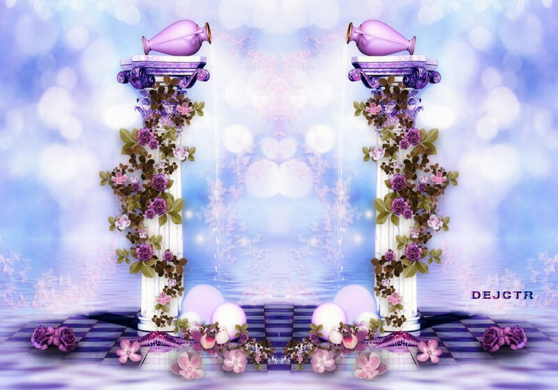 Purple Columns with Flowers