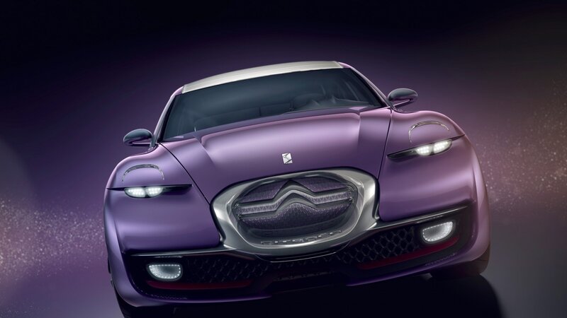 Purple Concept Car — Dramatic, 3d Render, Headlights, Grille