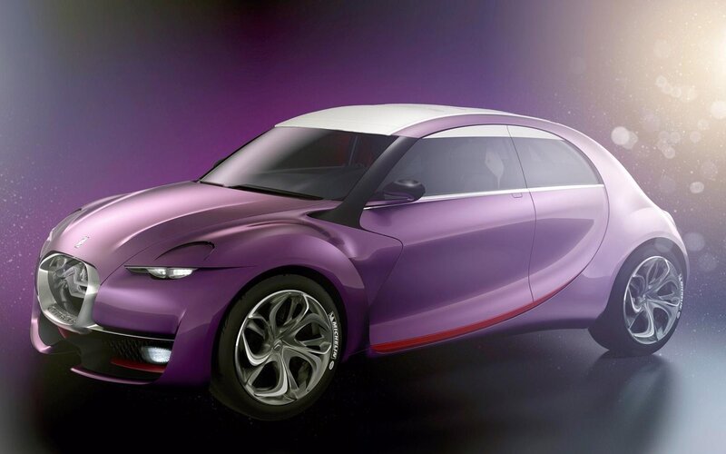 Purple Concept Car — Dramatic, 3d Render, Wheels