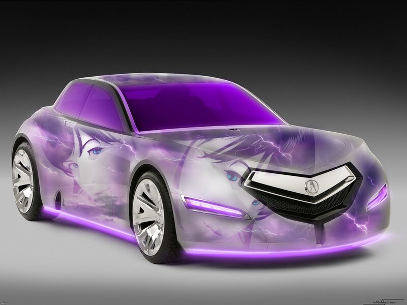 Purple Concept Car — Dramatic, Digital Art, Anime Face