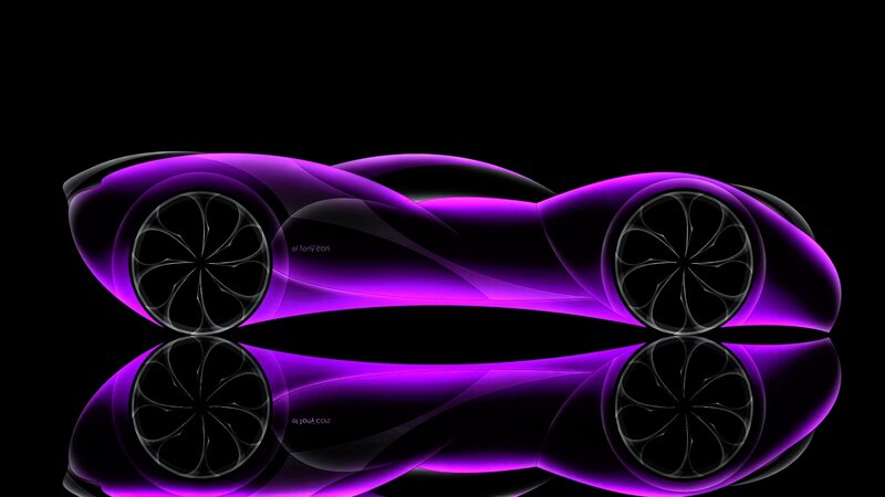 Purple Concept Car — Dramatic, Digital Art, Wheels