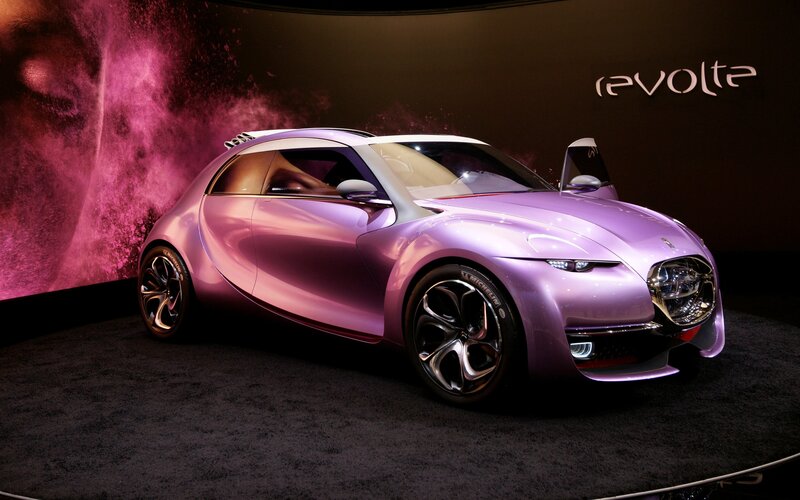 Purple Concept Car — Dramatic, Photograph, Display