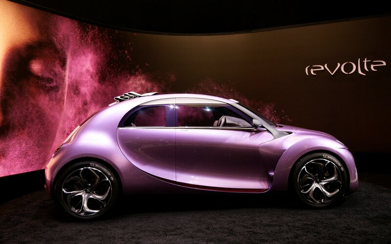 Purple Concept Car — Dramatic, Photograph, Screen, Display