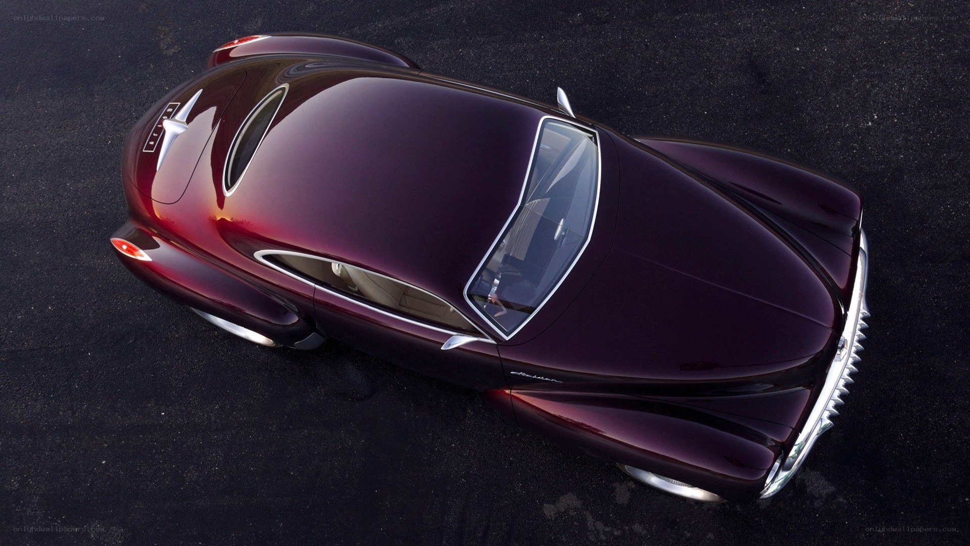 purple concept car from above