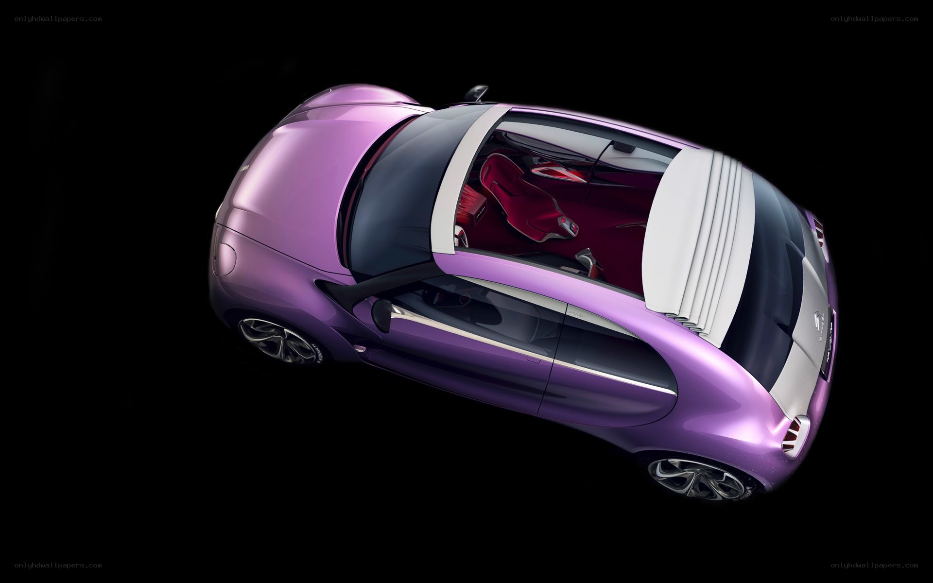 Purple concept car from above