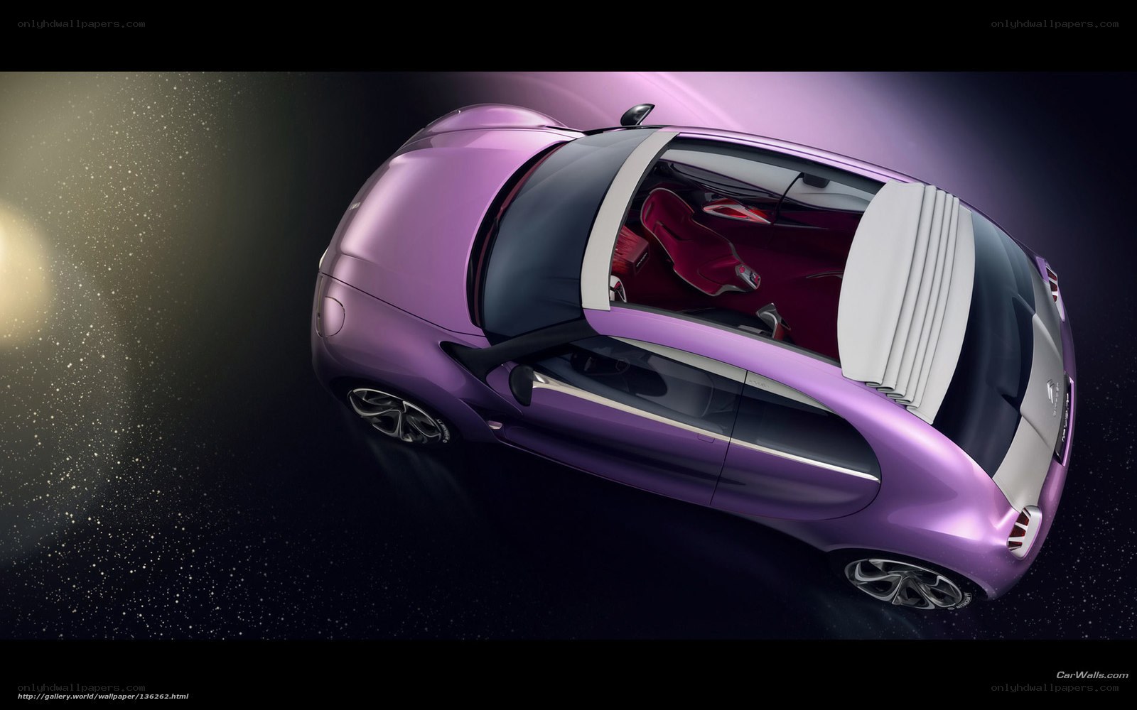 Purple concept car from above