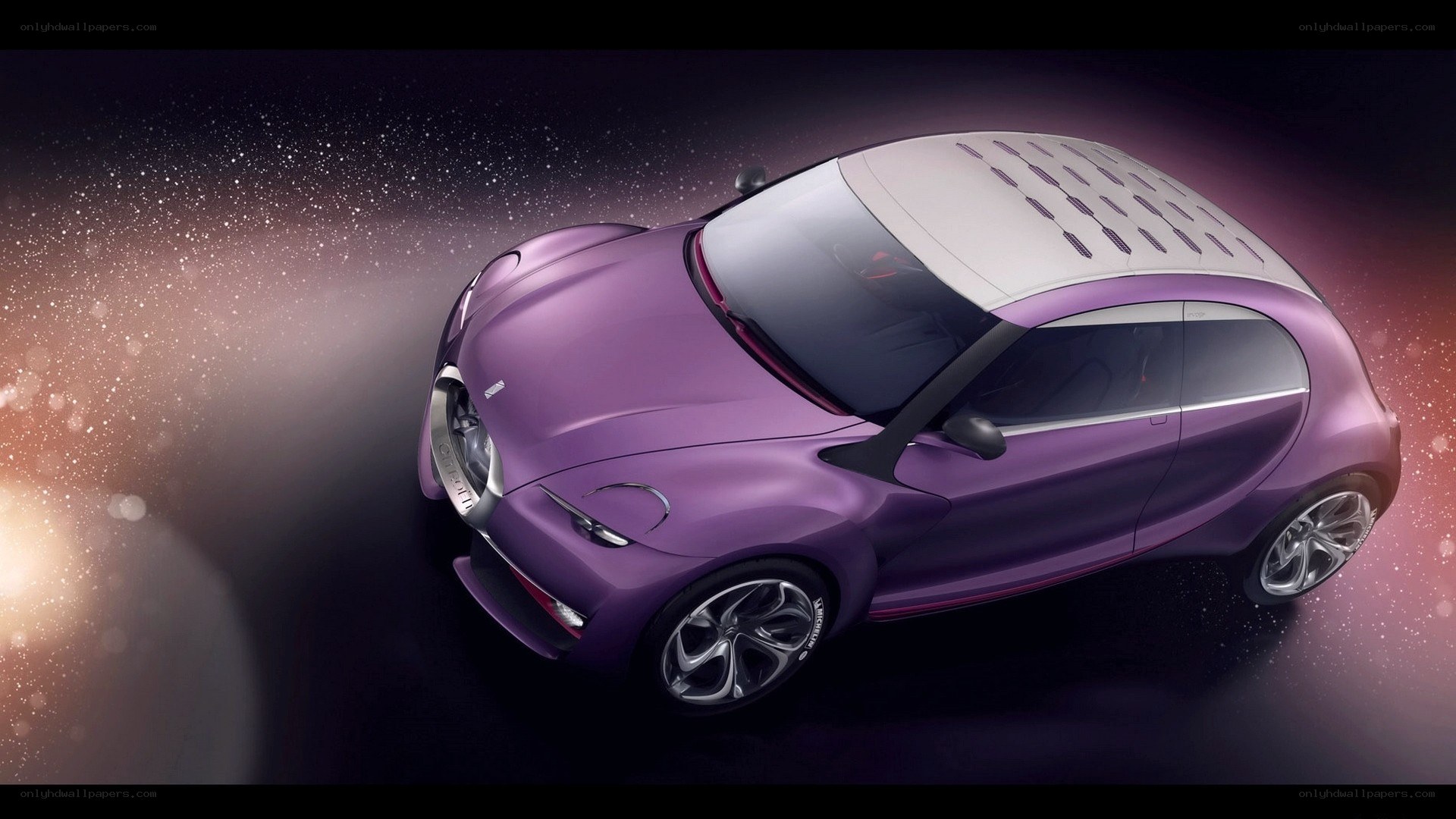 Purple concept car in space