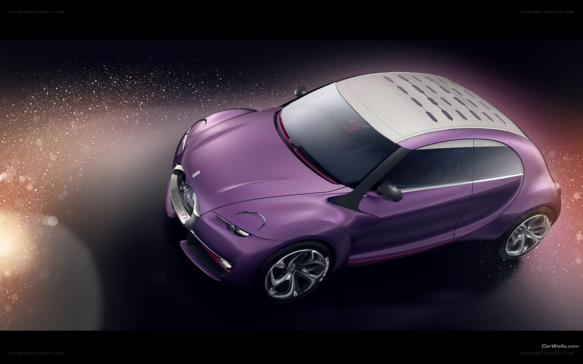 Purple concept car in space