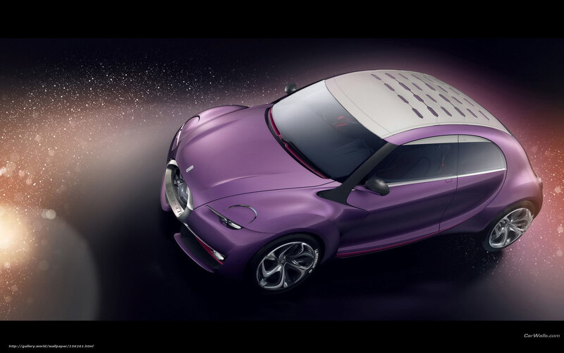 Purple concept car in space