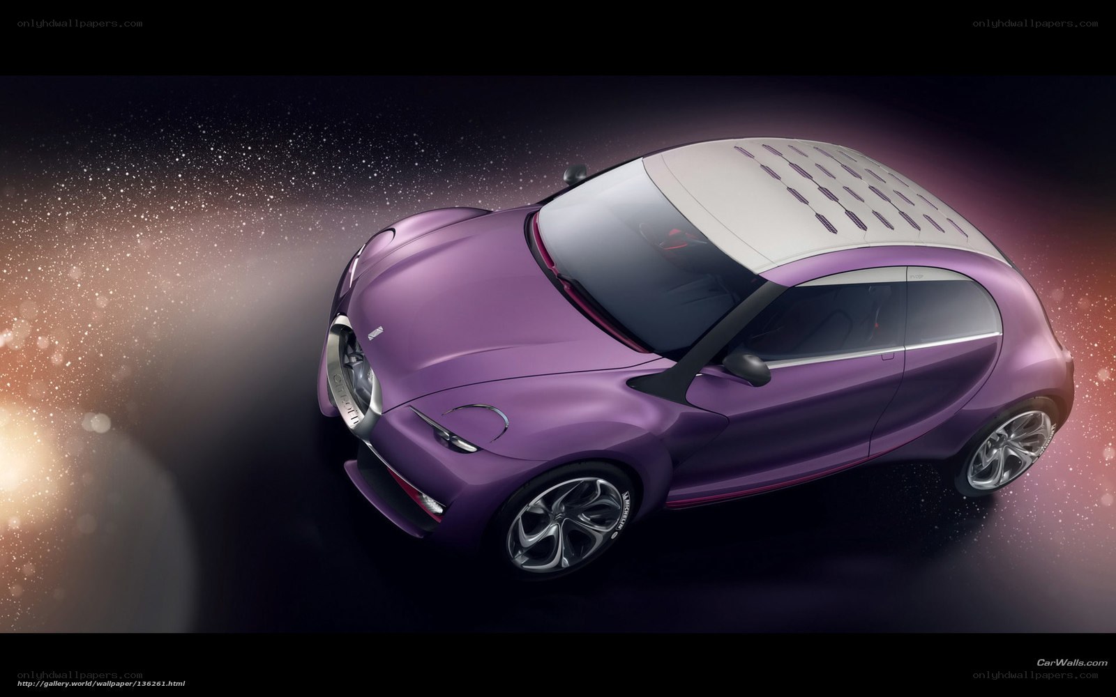 Purple concept car in space