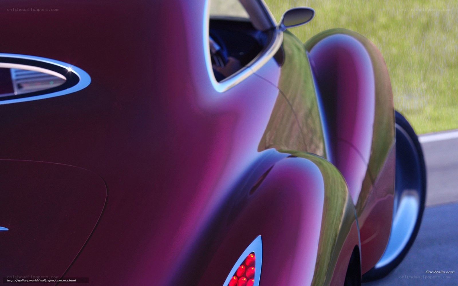 purple concept car rear view