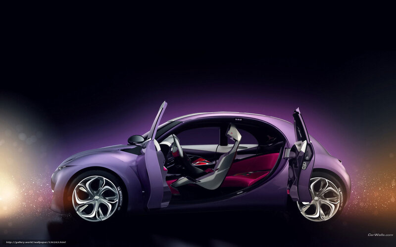 purple concept car with open doors