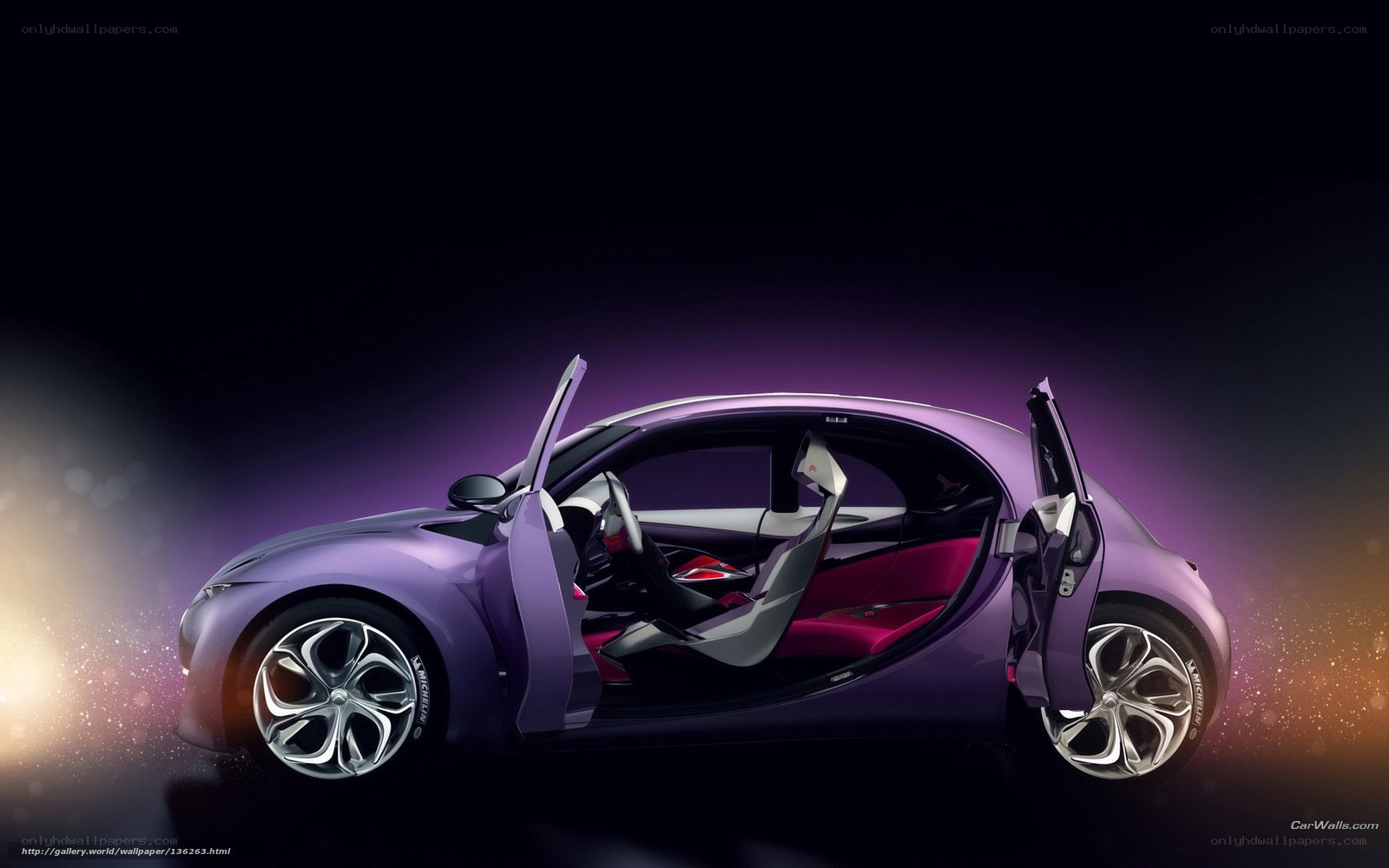 purple concept car with open doors