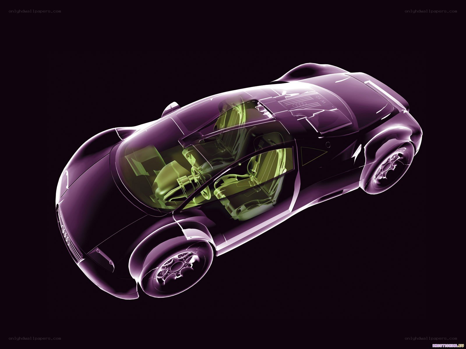 Purple concept car x-ray