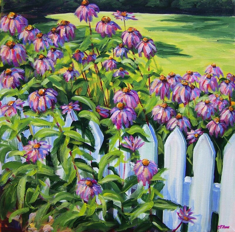 Purple Coneflowers by Fence