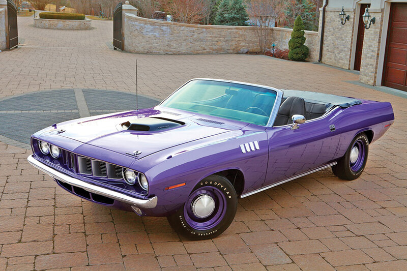 Purple Convertible Car — Calm, Afternoon, Photograph, Driveway