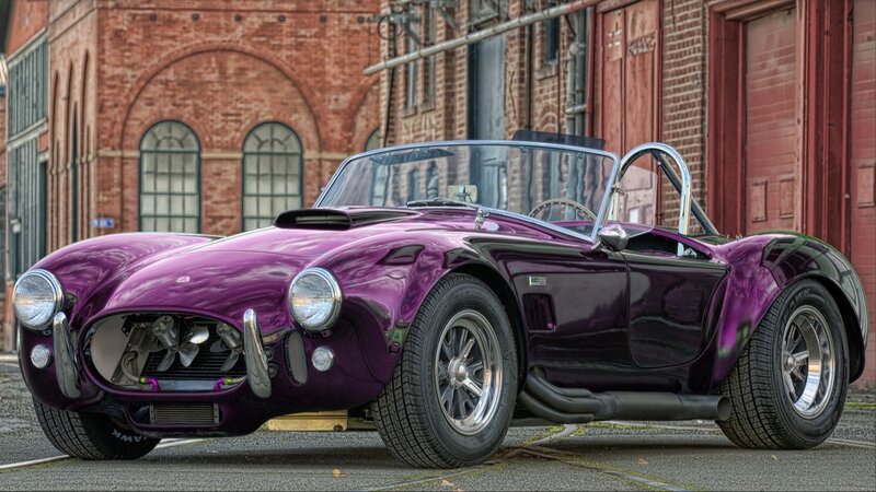 Purple Convertible Car — Dramatic, Afternoon