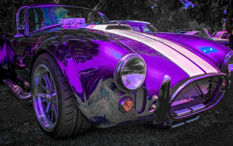 Purple Convertible Car — Dramatic