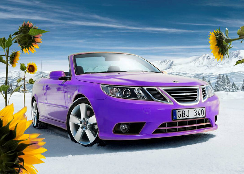 Purple Convertible Car