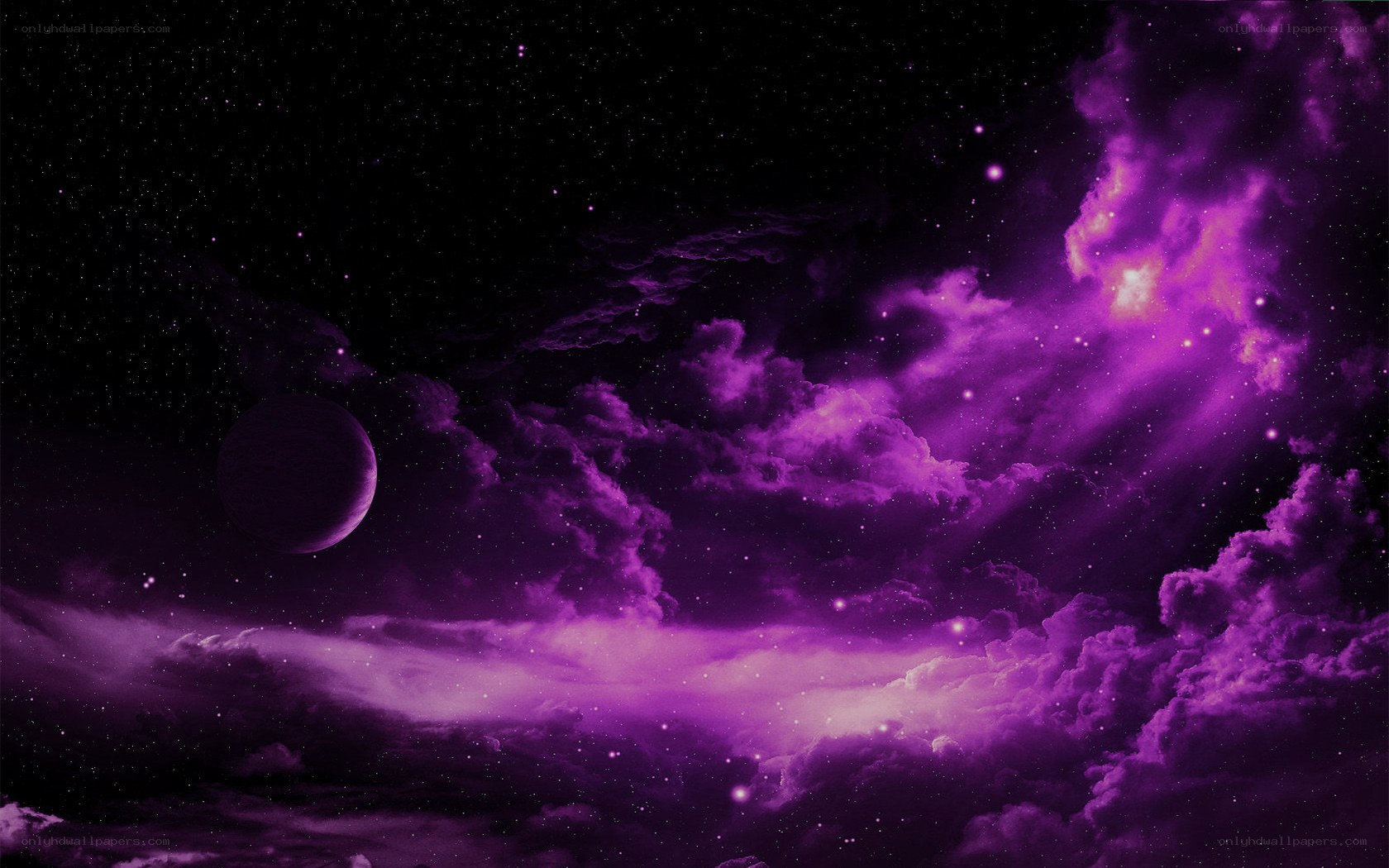 Purple cosmic nebula landscape