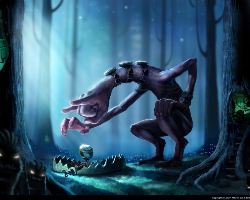 Purple Creature in Forest — Blue, Mysterious, Night