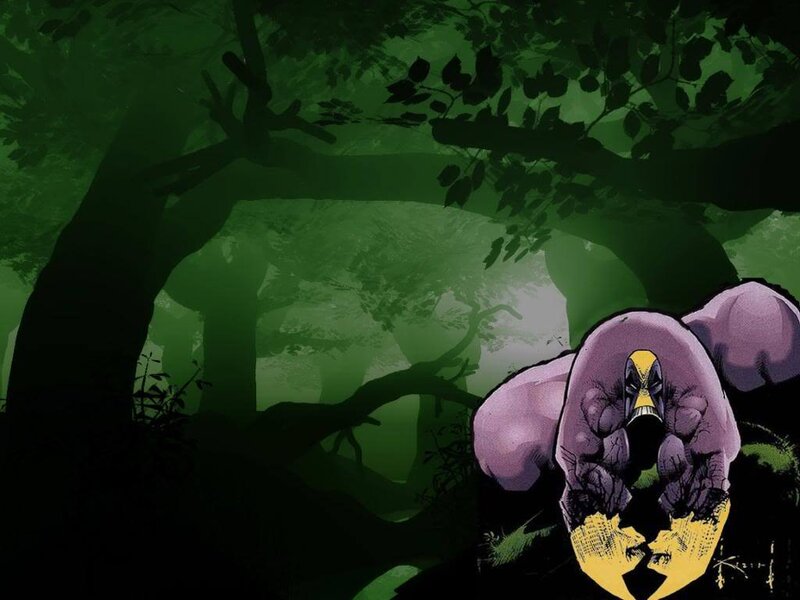 purple creature in forest