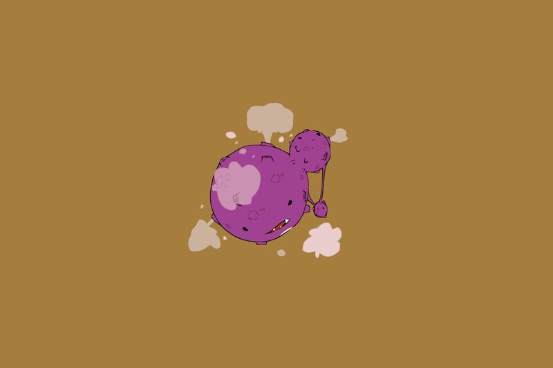 purple creature with smoke