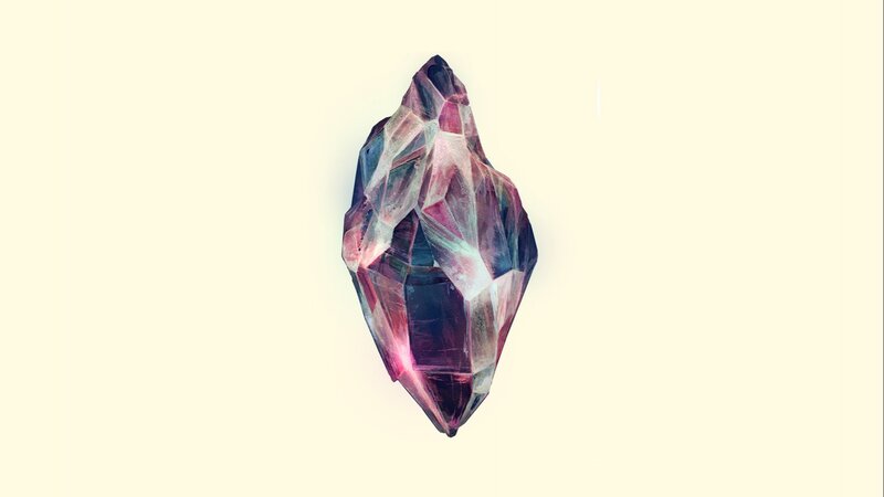Purple Crystal Formation — Serene, Digital Art, White