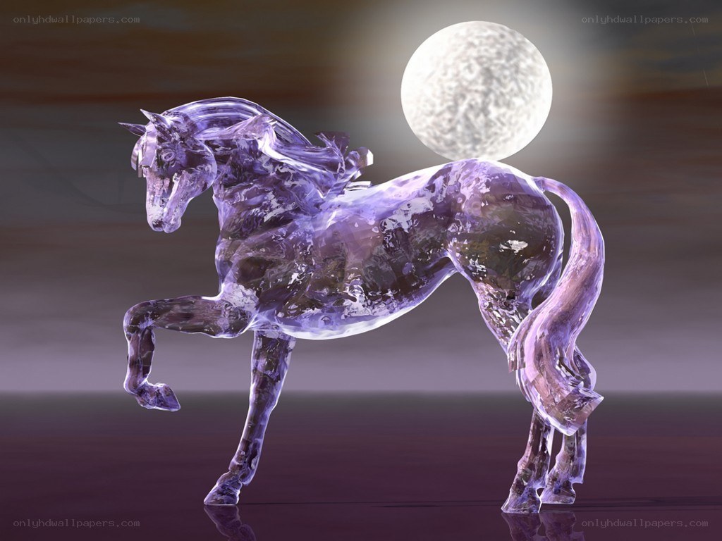 purple crystal horse under moon
