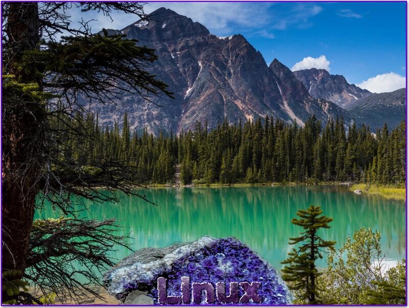 Purple Crystal with Linux Text
