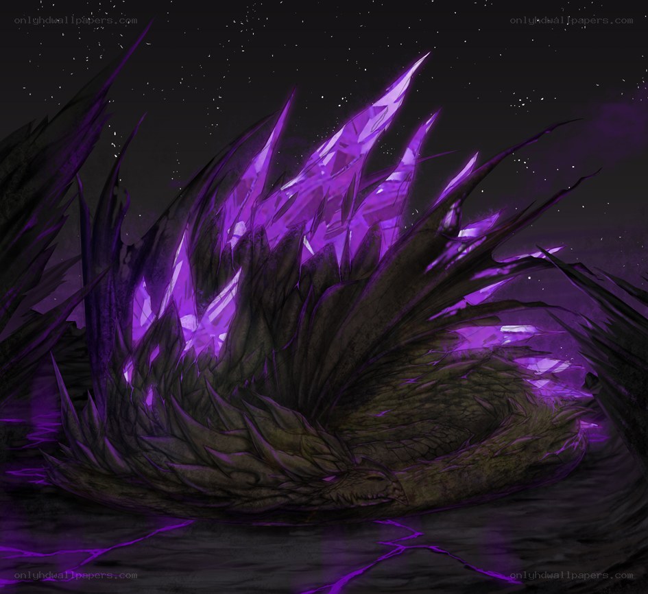 purple crystalline dragon sleeping