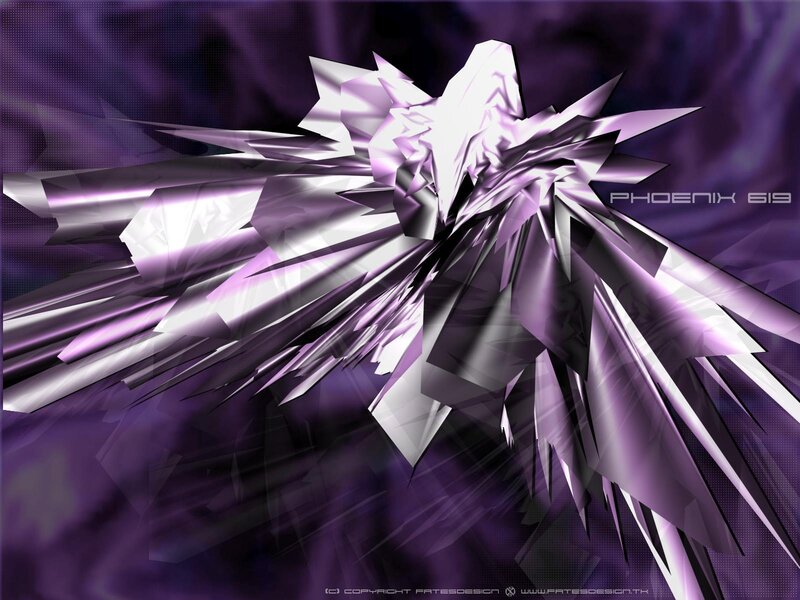 Purple crystalline phoenix design