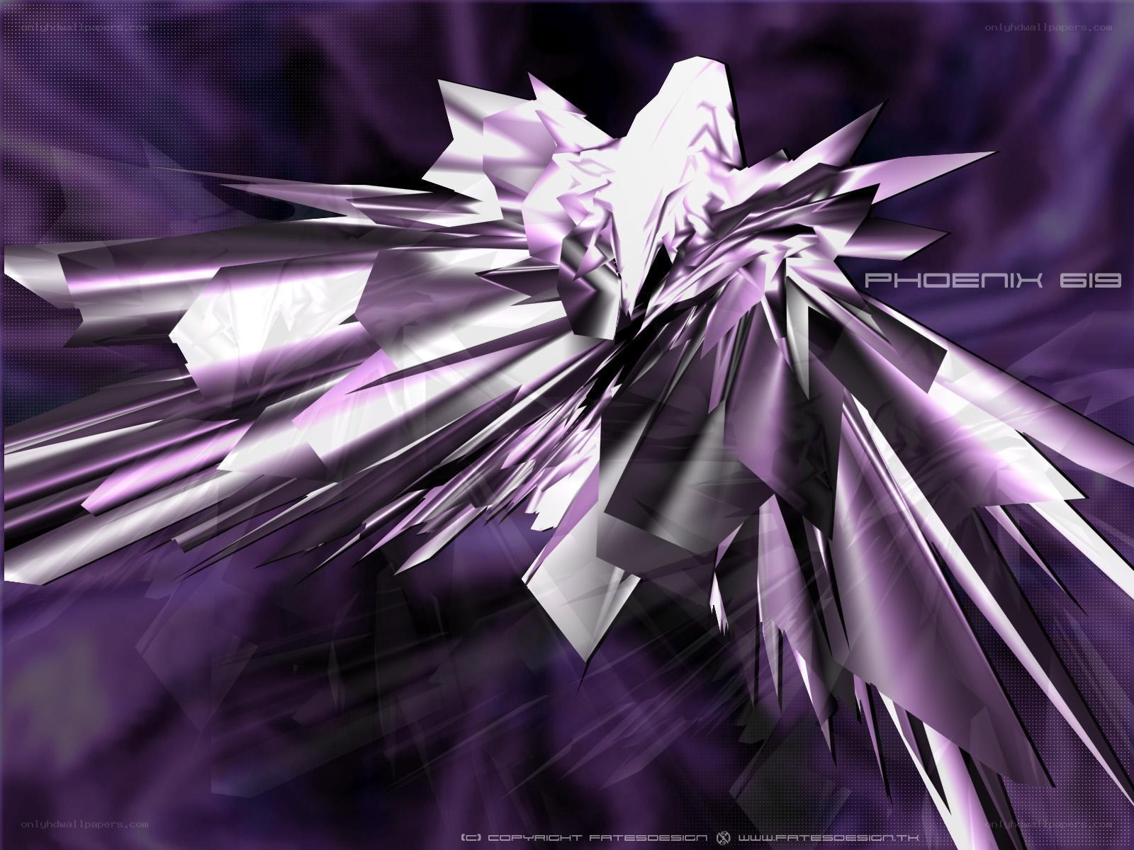 Purple crystalline phoenix design