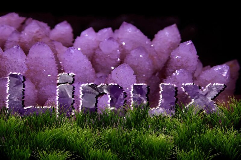 Purple Crystals in Grass