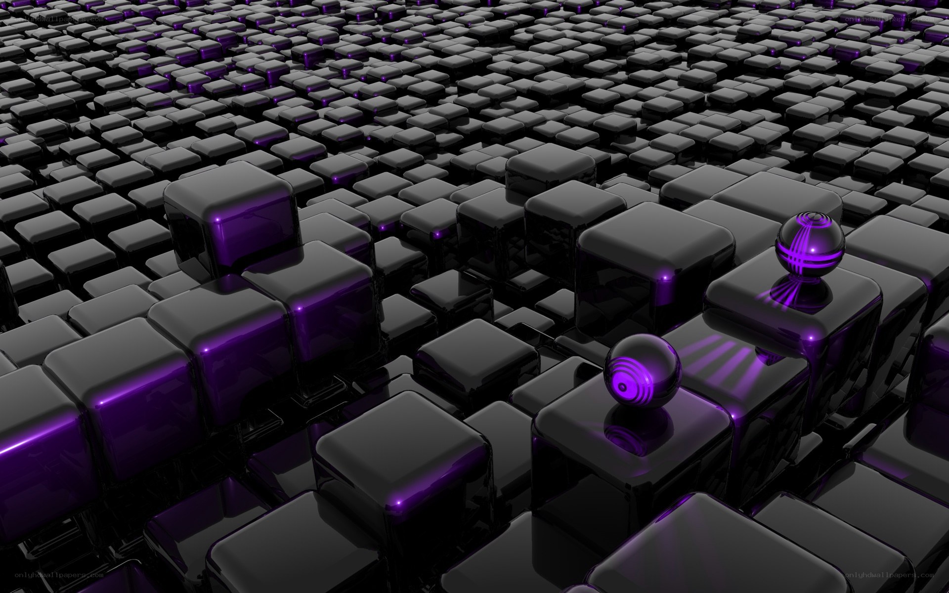 purple cubes and spheres