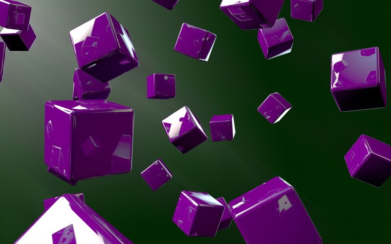 Purple cubes floating in space
