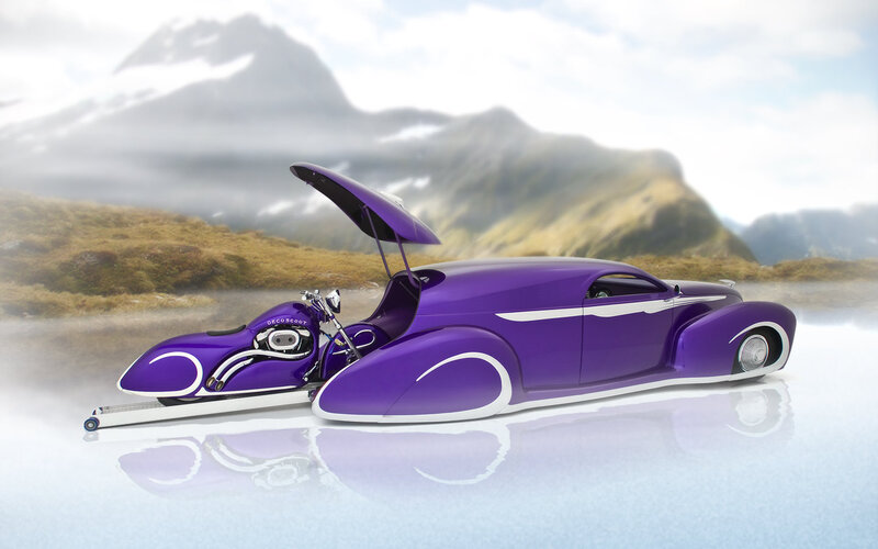 Purple Custom Car and Motorcycle
