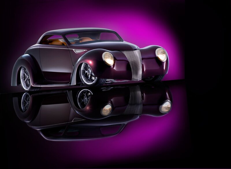 Purple Custom Car — Dramatic, Night, Photograph
