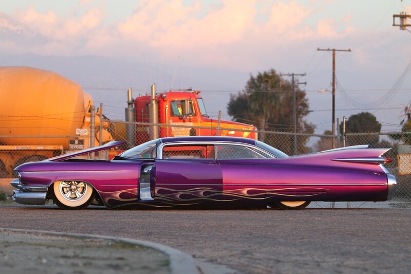 Purple Custom Car — Dramatic, Sunset