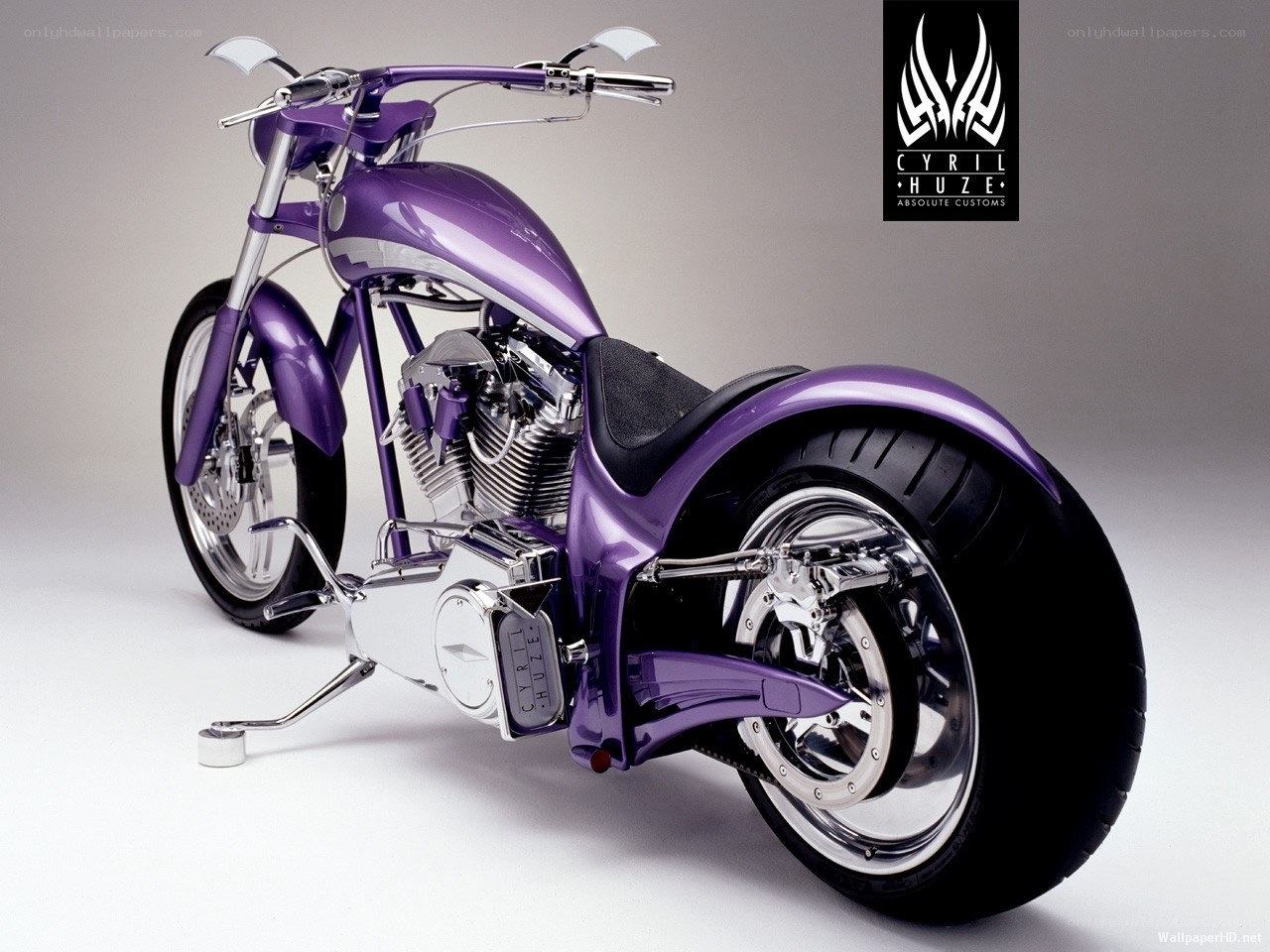 purple custom chopper motorcycle